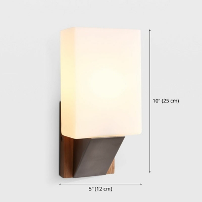 Rectangle Wall Sconce Light Creative Modern Wood and Glass Shade Wall Light for Stairs
