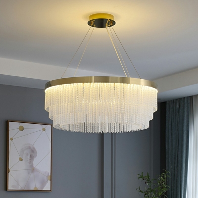 Round Shape Hanging Lights Crystal Hanging Light Kit for Living Room Dining Room