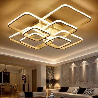 Semi-Flush Mount Light 8 Lights Modern Nordic Iron and Acrylic Shade LED Light for Living Room, 28