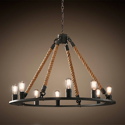 Simple American Style Chandelier 8 Head Industrial Ceiling Chandelier for Bar Bedroom Dining Room Hotel Room Cafe