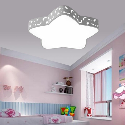 Star Shape Flush Mount Lamp Modern Metal and Arcylic Shade LED Ceiling Light for Bedroom