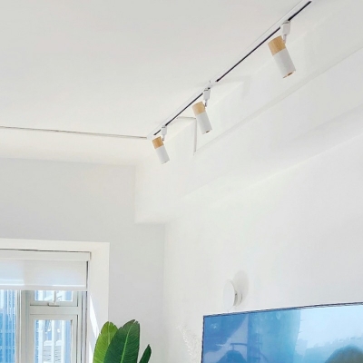 Tube Living Room Ceiling Track Lighting 3 Bulb Metal Modernism Semi Flush Light Fixture with Metal Shade