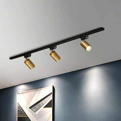 Tube Living Room Ceiling Track Lighting Metal Modernism Semi Flush Light Fixture 3 Head with Iron Shade