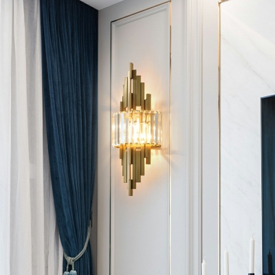 Wall Sconce Light Creative Contracted Post-Modern Metal and Crystal Shade Wall Light for Bedroom