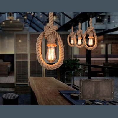 1-Light Pendant Light Simplistic Style Manilla Rope Cord Shape Manila Rope Ceiling Lights