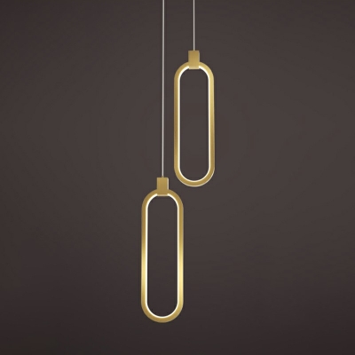 2 Light Metal Pendant Light Fixture LED Geometric Hanging Light in Gold