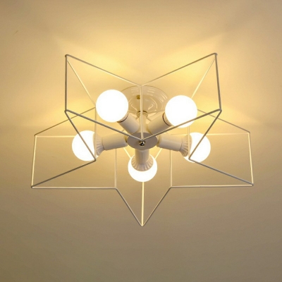 5-Light Flush Mount Light Fixture Modern Style Star Shape Metal Ceiling Light