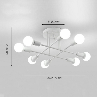 8-Light Flush Mount Ceiling Light Industrial Style Spread Shape Metal Ceiling Mounted Light