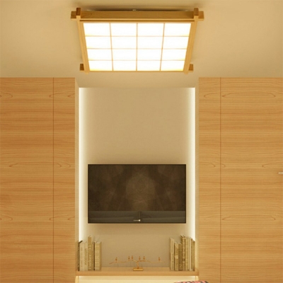 Contemporary Geometric Shaped Wood Flush Light Fixture Led Flush Mount White Light for Bedroom
