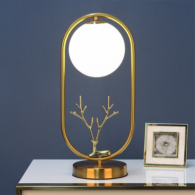 Contemporary Minimalist 1 Head Ball Glass Table Lamp Decorative Night Lamp in Brass