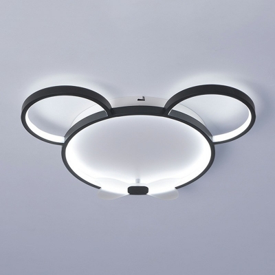 Contemporary Style Mouse Shape LED Flush Mount Acrylic Flush Ceiling Light in Black for Kid's Room