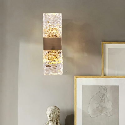 Contemporary Style Rectangular Gold Wall Mounted Lamp 1 Light Crystal Bedroon Sconce Light Fixture