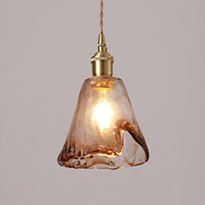 Cylinder Amber Glass Pendant Light Fixtures Vintage Mid-Century Hanging Lights For Dining Table