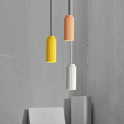 Cylinder Lampshade Pendant Light Kit Single Light Metal Suspension Lamp for Bedroom
