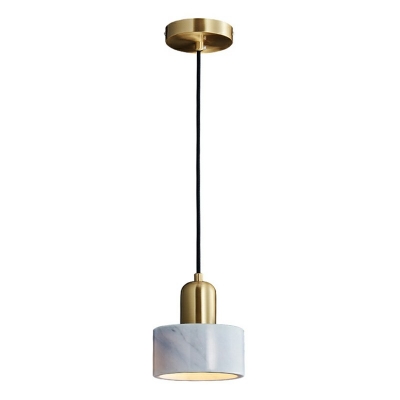Cylinder Shape Hanging Lamp Nordic Style Stone Indoor Single Head Suspension Light