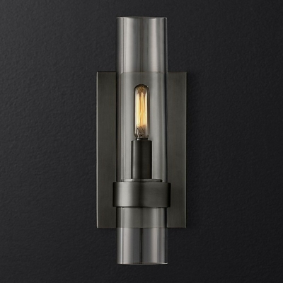 Cylinder Wall Sconce Light Modern Glass and Metal Shade Wall Light for Corridor