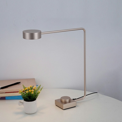 Drum LED Night Table Lamp Minimalist Metal Nightstand Light in Natural Light