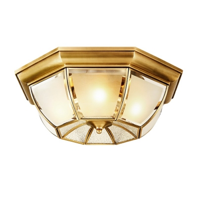 Elegant Style Hexagon Flush Light in Gold Frosted Glass Ceiling Light for Living Room