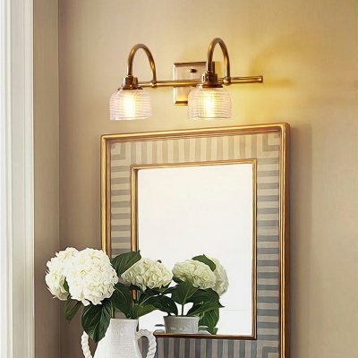 Glass Brass Wall Sconce Lighting Fixture Bowl shape Metal Traditional Vanity Light for Bathroom