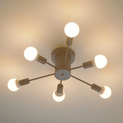 Industrial Metal Semi Flush Ceiling Light Spread Ceiling Lamp for Living Room Clothes Stores