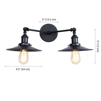 Industrial Style Bowl Shade Wall Lamp Metal 2 Light Wall Light for Restaurant