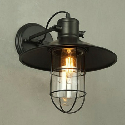 Industrial Style Cage Shade Wall Lamp Metal 1 Light Wall Light