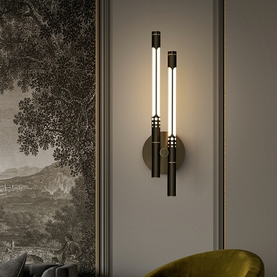 Linear Wall Sconce Light 2 Lights Modern Nordic Metal and Rubber Shade Wall Light for Hallway