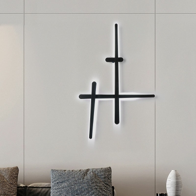 Linear Wall Sconce Light 4 Lights Creative Contracted Modern Metal Shade Wall Light for Living Room