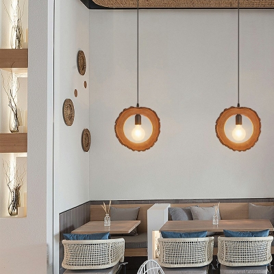 Minimalisma Style Wood Pendant Light 1 Bulb Creativity Hanging Light for Bedside