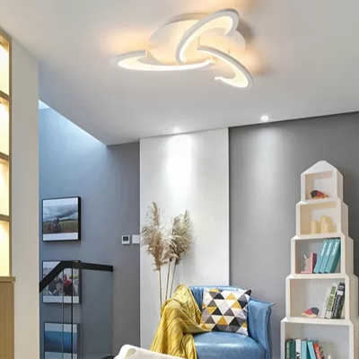 Minimalist Living Room Ceiling Light Acrylic Flush Mount Fixture in White