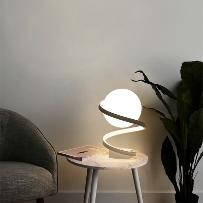 Modern Fashion 1 Head Desk Lamp White Glass Ball Table Light for Bedroom Study Room