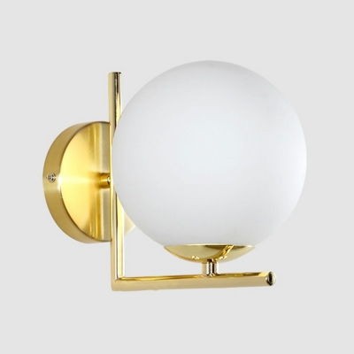 Modern Minimalistic Style Globe Wall Sconce Light White Glass Bedroom Wall Mount Light