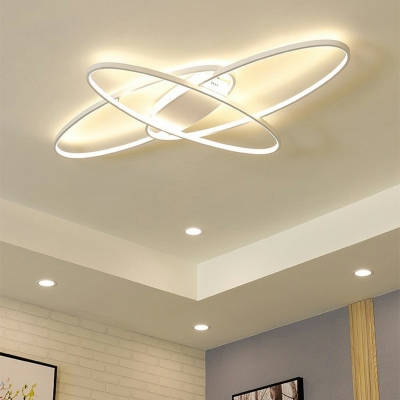 Modern Simplicity Style Aluminum Semi Flush Light Oval Bedroom Ceiling Flush Mount Lights