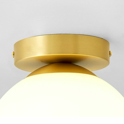 Modern Style Globe Shaped Semi Flush Mount Light Glass 1 Light Ceiling Light for Bedroom