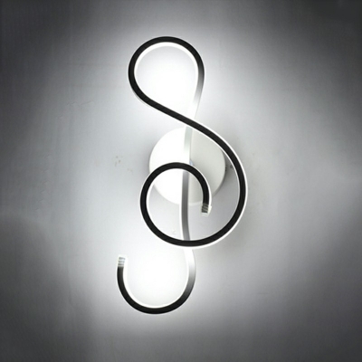 Modern Style Music Note Shaped Wall Lamp Metal 1 Light Wall Light for Bedroom