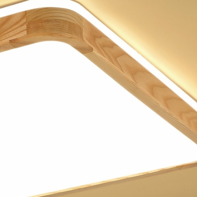 Modern Style Rectangle Shaped Flush Mount Light Wood 1 Light Ceiling Light