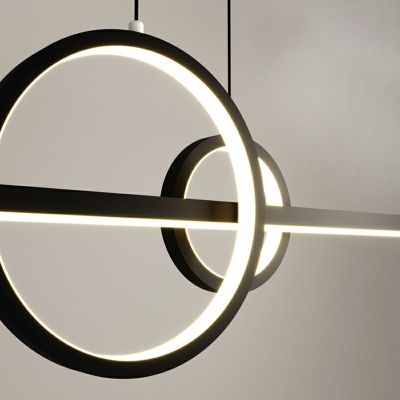 Modern Style Simple Ring Linear Shaped Island Pendant Metal 3 Light Island Light for Restaurant
