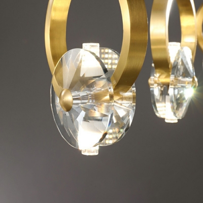 Modern Style Simple Ring Shaped Island Pendant Crystal 12 Light Island Light for Restaurant
