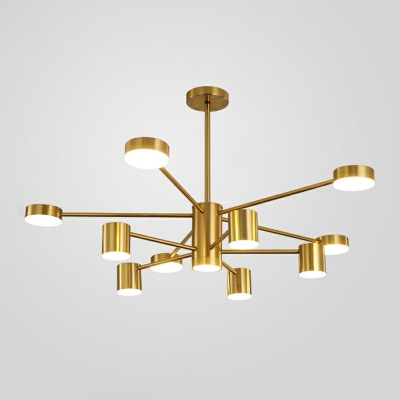 Modern Style Sputnik Chandelier Metal 11 Light Chandelier in Gold for Restaurant
