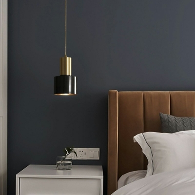 Nordic Style LED Hanging Light Postmodern Style Metal Cylinder Pendant Light for Bedside