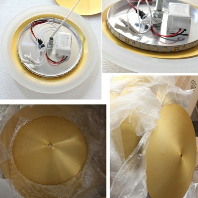 One-Light Suspended Lighting Fixture Art Deco Gold Circular Pendant Light Metal