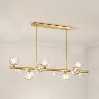 Post-Modern Molecule Island Lighting Kitchen Bar Pendant Lamp with Crystal in Gold