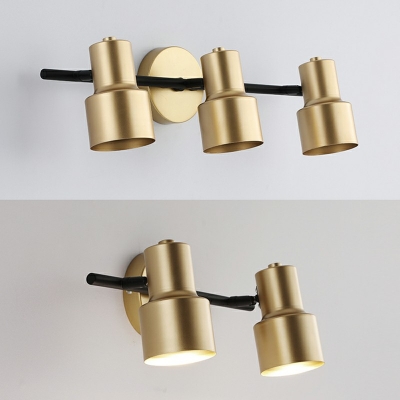 Post Modern Style 2/3 Heads Wall Sconce Light Gold Wrought Iron Rotatable Bathroom Wall Light