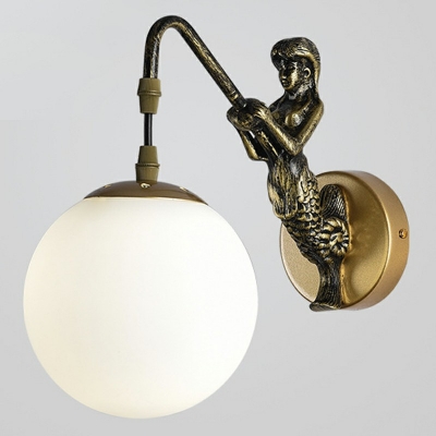 Postmodern Single Wall Hanging Light Ball Wall Lamp with Mermaid Decorate