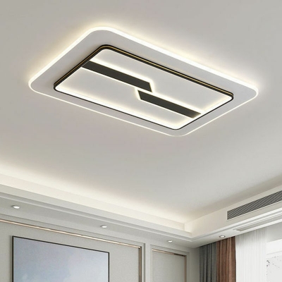 Rectangle Flush Mount Lamp 3 Lights Contemporary Modern Metal and Acrylic Shade Indoor Ceiling Light
