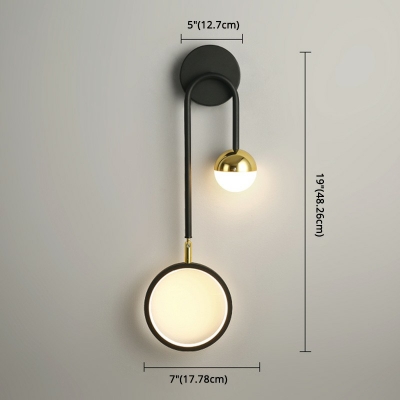 Simple Style 2 Heads Black Metal LED Wall Mounted Lighting Globe Wall Lamp for Bedroom