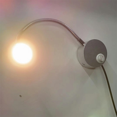 Single Light Bedside Wall Mount Reading Light Aluminum Metal Adjustable Wall Lamp in Silver