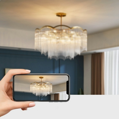Tassel Shape Hanging Light Kit Crystal Chandelier for Living Room Hotel Lobby Bedroom