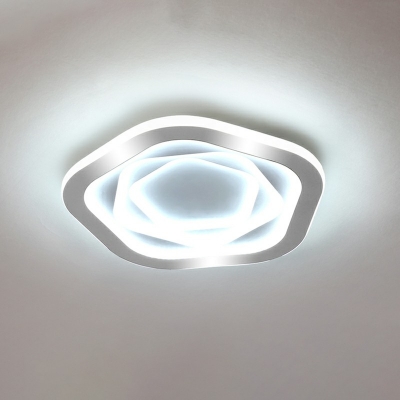 White LED Metal Ceiling Mount Lamp Light Pentagon Acrylic Suspension Ceiling Light Fixture