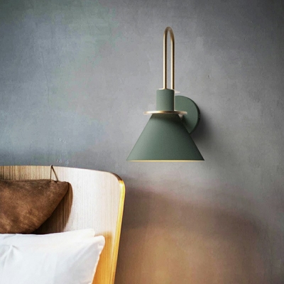 1 Head Nordic Style Wall Light Cone Shaped Metal Wall Mounted Light Fixture for Bedroom